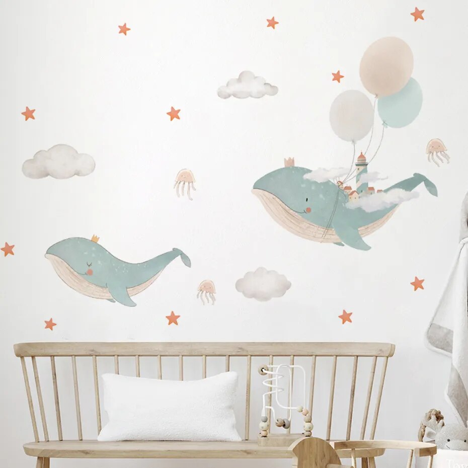 Cartoon Whales, Wall Stickers