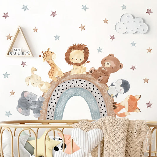 Boho Rainbow Animals, Wall Stickers