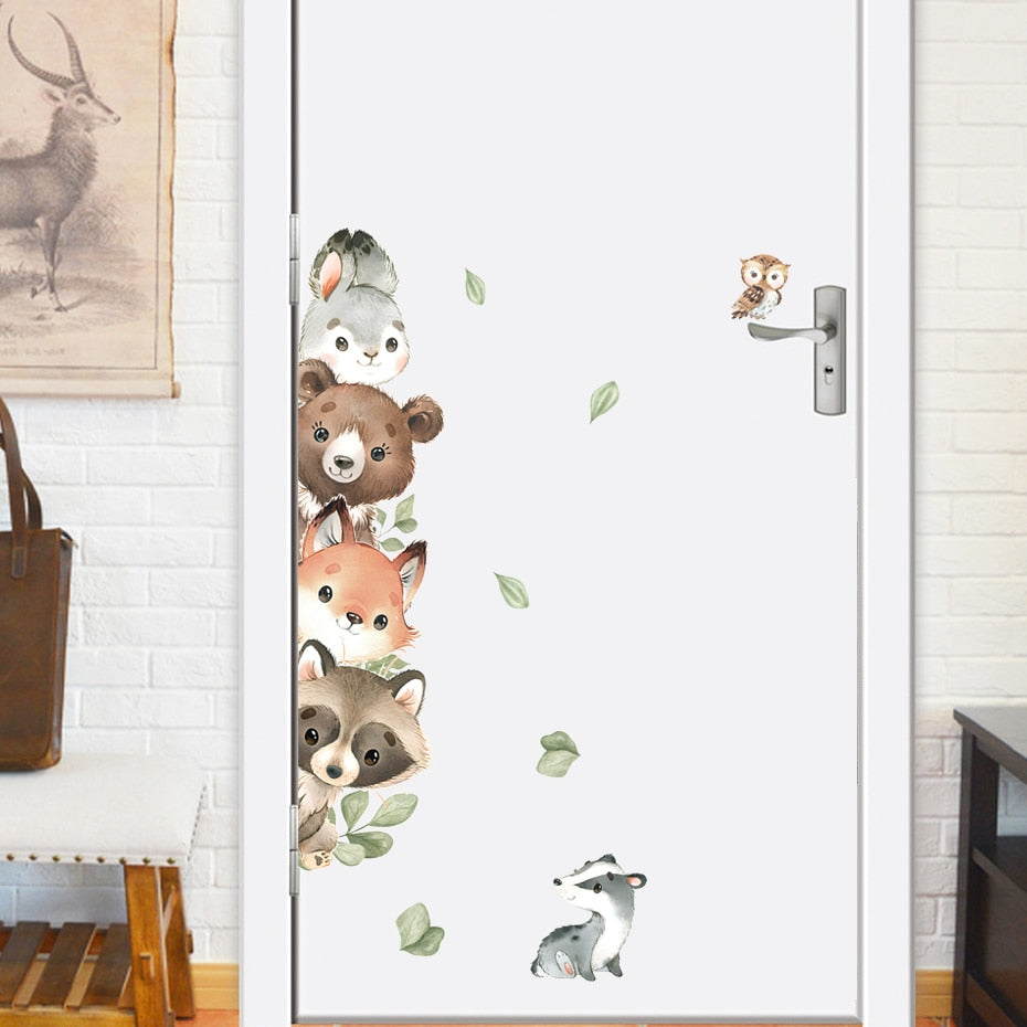 Cartoon Door Little Animals, Wall Stickers
