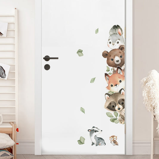 Cartoon Door Little Animals, Wall Stickers