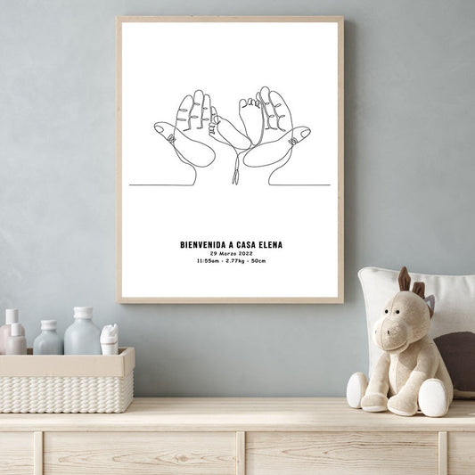 Welcome line art personalized, canvas