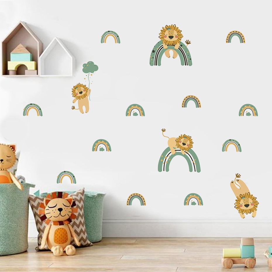 Lion Green Rainbow, Wall Stickers