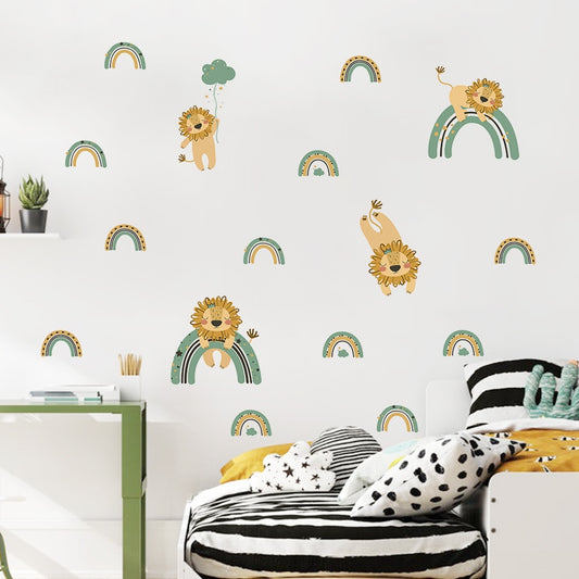 Lion Green Rainbow, Wall Stickers