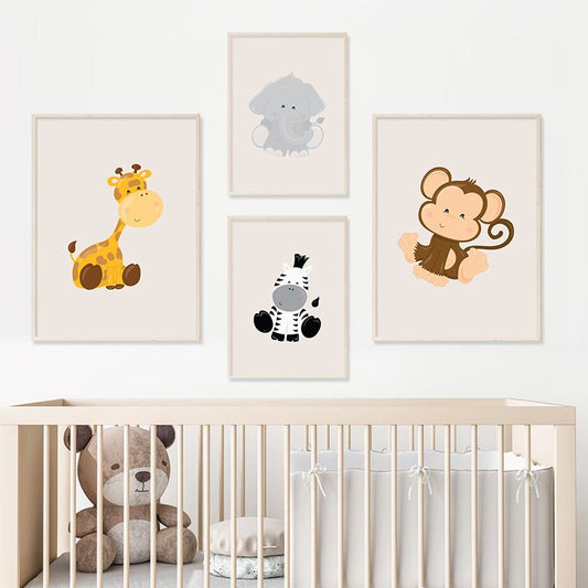 Nursery African Little Animals, canvas
