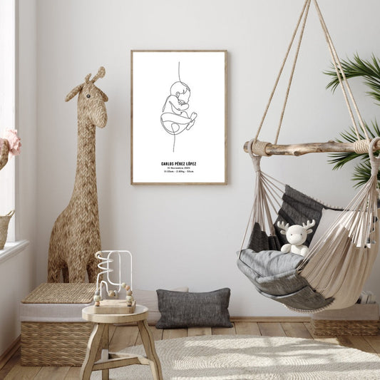 Baby line art personalized, canvas