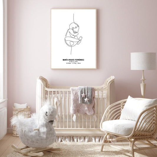 Baby line art personalized, canvas