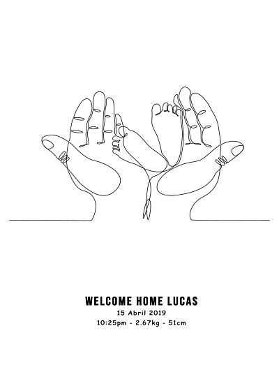 Welcome line art personalized, canvas