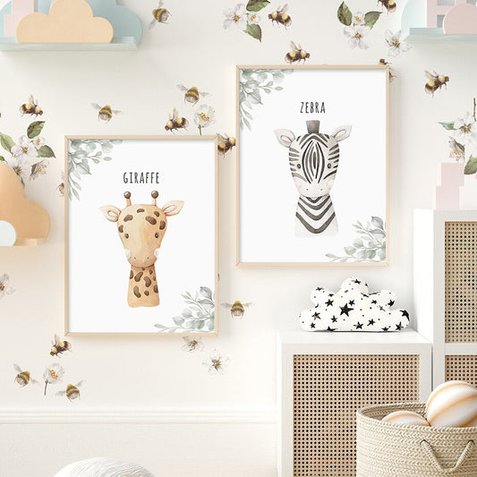 Cartoon Nursery Baby Animals, canvas