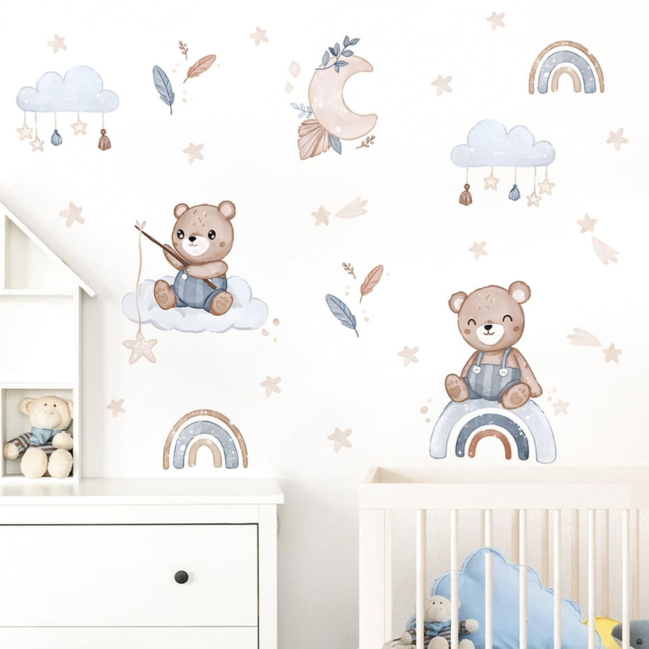 Bear & Fox Rainbow, Wall Sticker