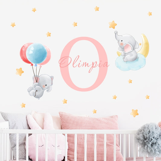 Custom Grey Elephants, Wall Stickers
