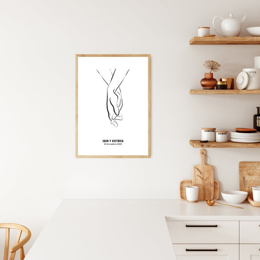 Hands line art personalized, canvas