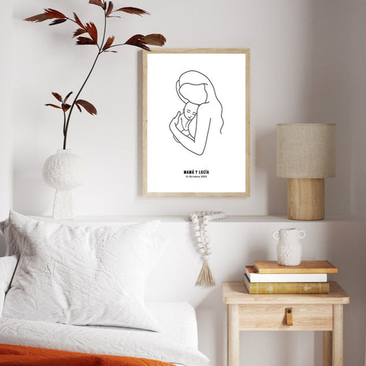 Mom line art personalized, canvas