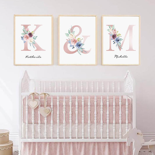 Pink Personalized Initial and Name, canvas