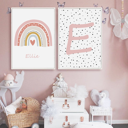 Pink Rainbow Personalized Name, canvas