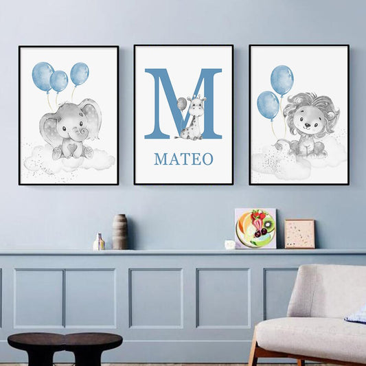 Blue Personalized Lion, canvas