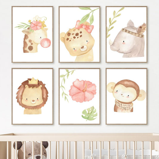 Baby African Animals, canvas