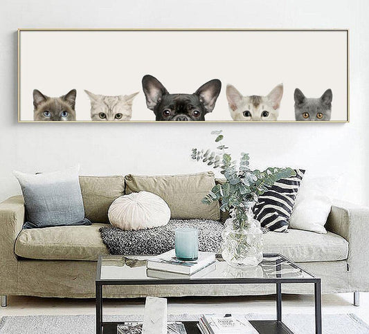 Dog and cats, canvas