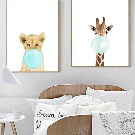 Mint bubble animals, canvas