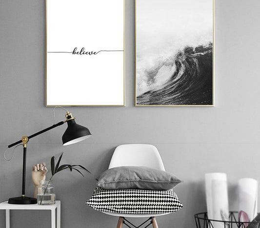 Black&White Ocean Waves, canvas