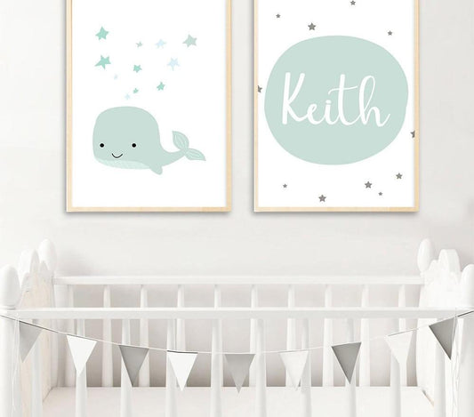 Baby in blue Personalized, canvas