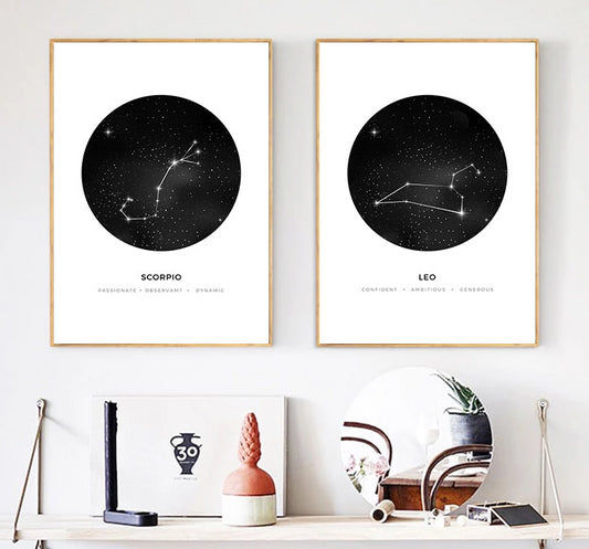 Zodiac Star Signs, canvas