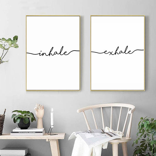 Inhale Exhale Black and White, canvas