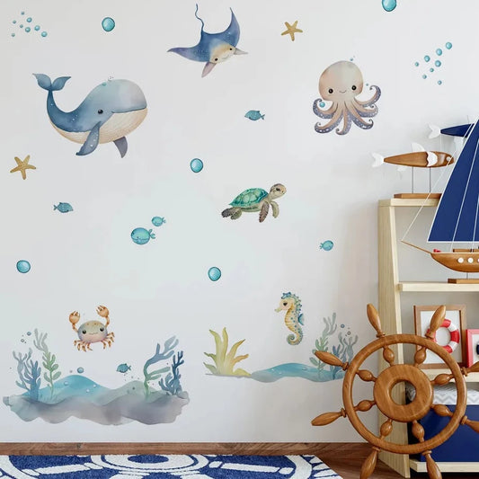 Cute Marine Animals, Wall Stickers