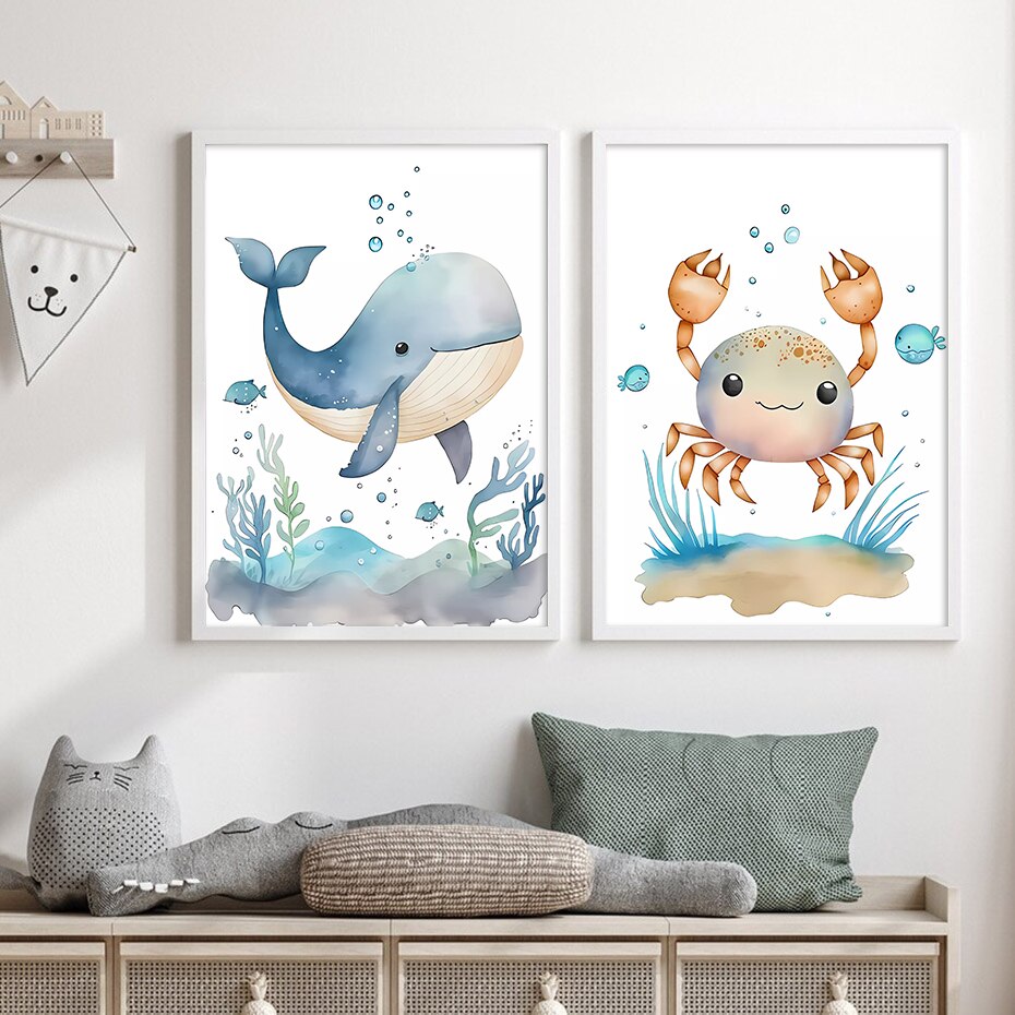 Marine animals, canvas