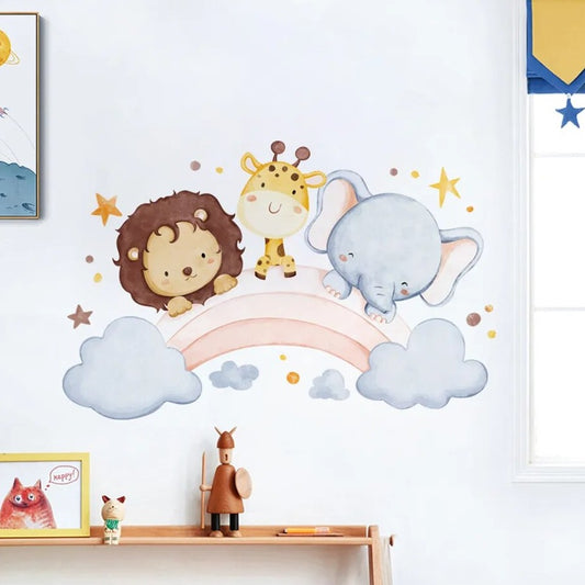 Cartoon Rainbow Animal, Wall Stickers