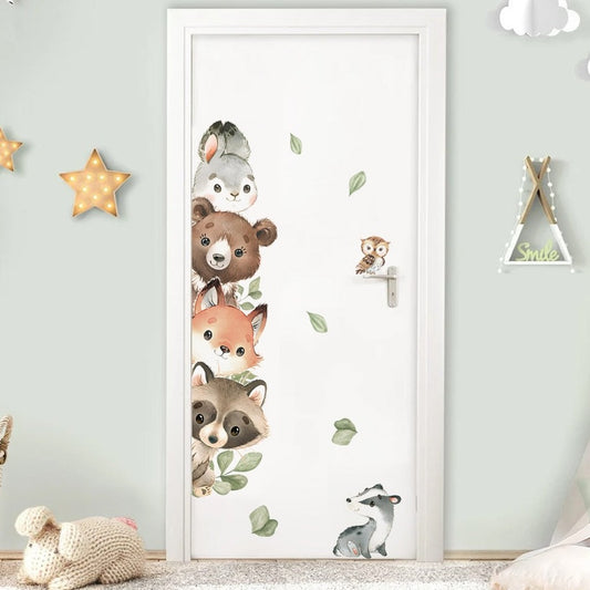 Cartoon Door Little Animals, Wall Stickers