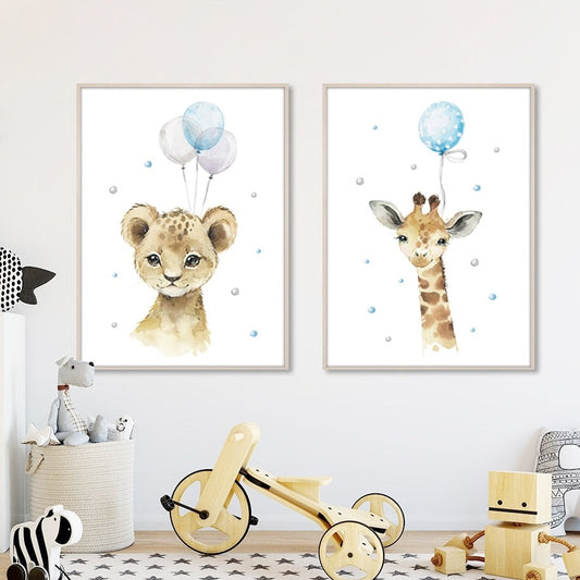 Blue ballon animals, canvas