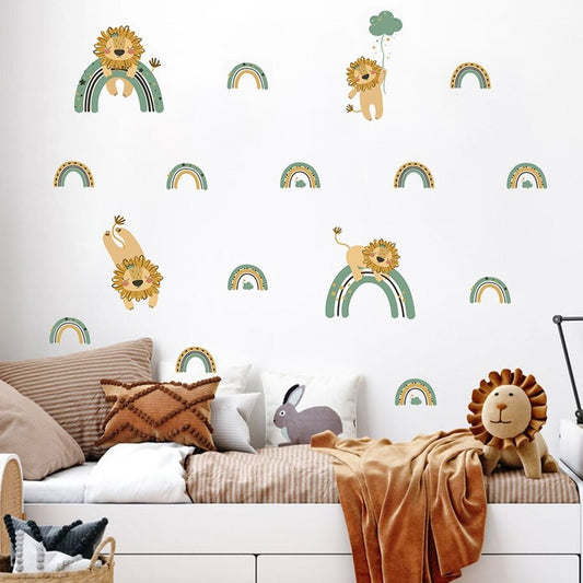 Lion Green Rainbow, Wall Stickers