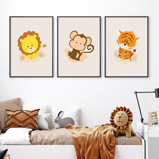 Nursery African Little Animals, canvas