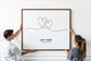 Hearts line art personalized, canvas