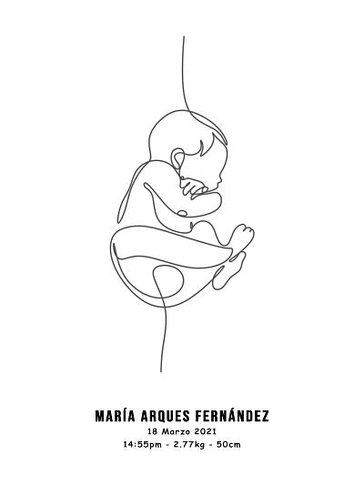 Baby line art personalized, canvas