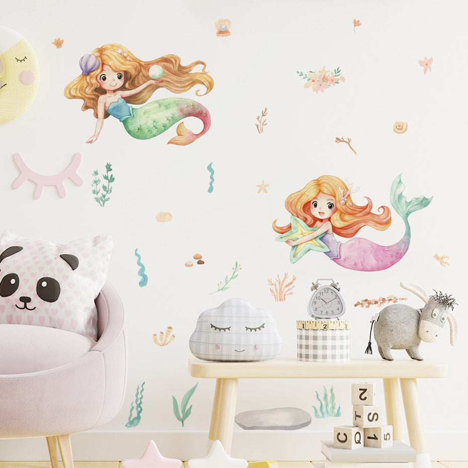 Cute Ocean Girl, Wall Stickers