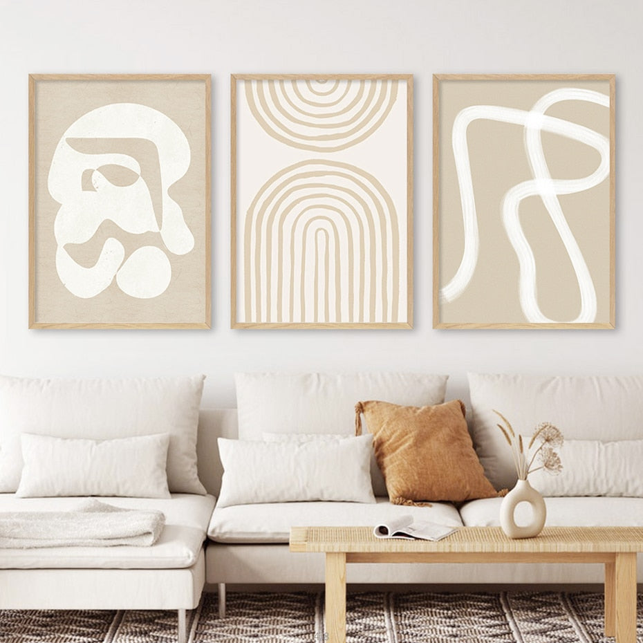 Abstract Beige Geometric, canvas