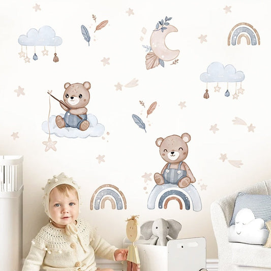 Bear & Fox Rainbow, Wall Sticker