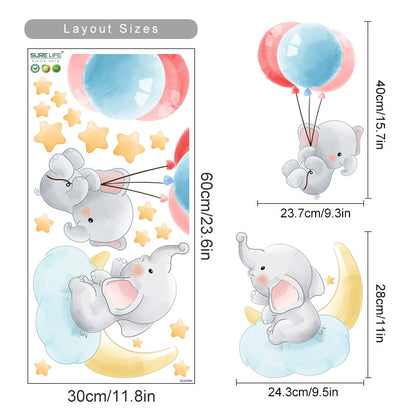 Custom Grey Elephants, Wall Stickers