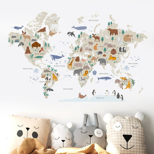 Animals World Map, Wall Stickers