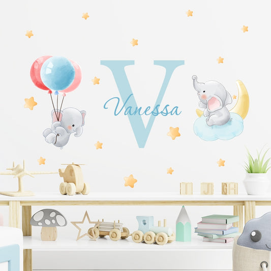 Custom Grey Elephants, Wall Stickers