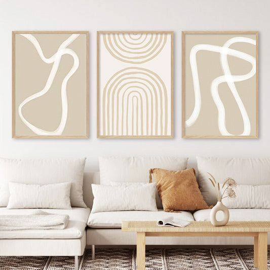 Abstract Beige Geometric, canvas
