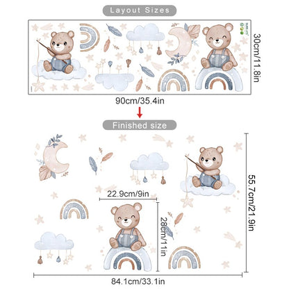 Bear & Fox Rainbow, Wall Sticker