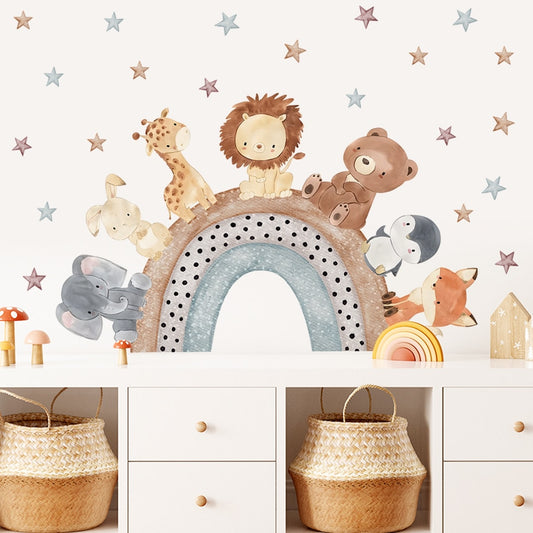Boho Rainbow Animals, Wall Stickers