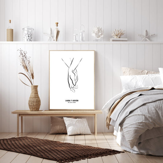 Hands line art personalized, canvas