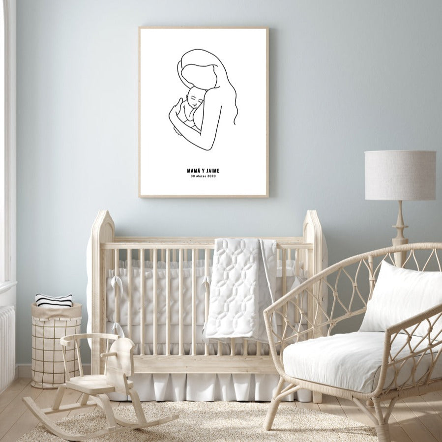 Mom line art personalized, canvas