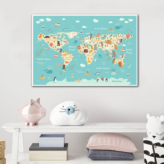 Animals World Map, canvas