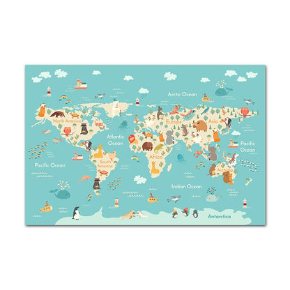Animals World Map, canvas
