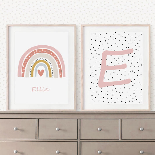 Pink Rainbow Personalized Name, canvas