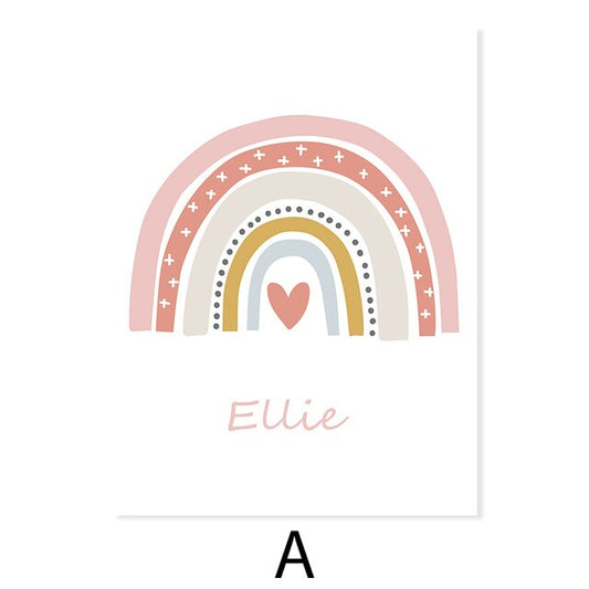 Pink Rainbow Personalized Name, canvas